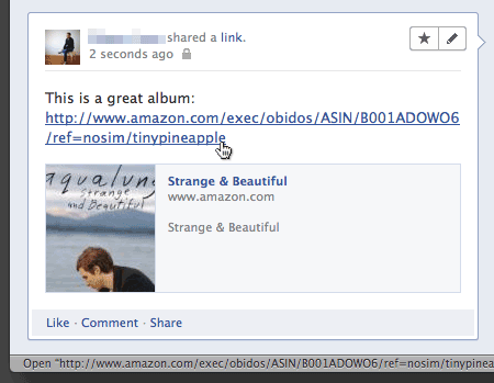 Facebook Link Preview: Amazon Link A